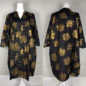 NWT Gold Coral Black Tunic Shift Shirt Dress, OSFM Pintuck